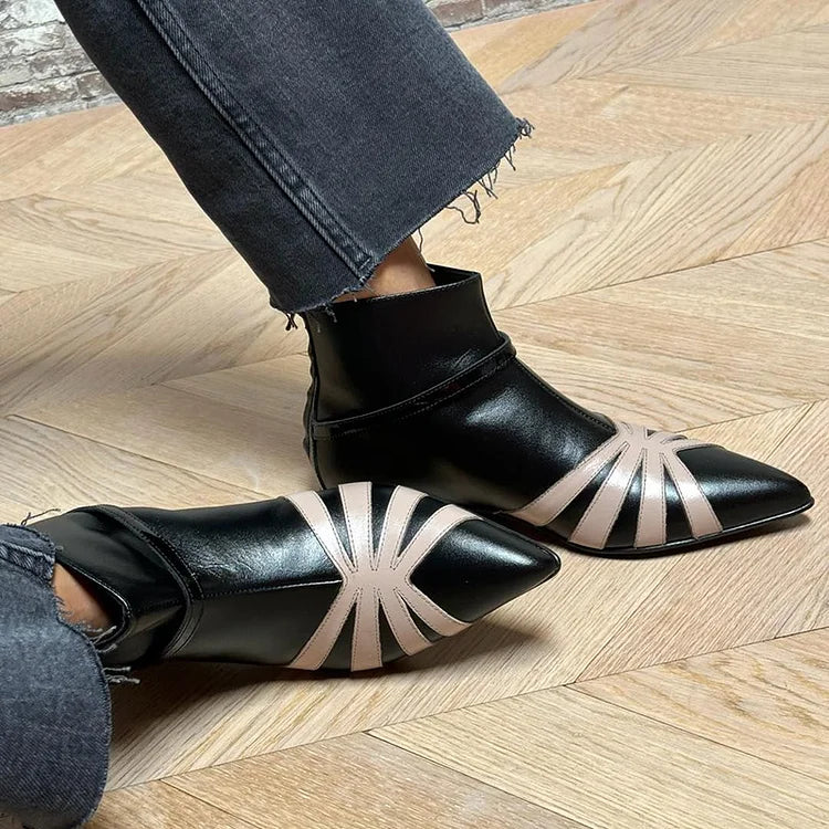 BRIANNA - POINTED GEOMETRIC ANKLE BOOT-15553869349237-Mirella Fiore
