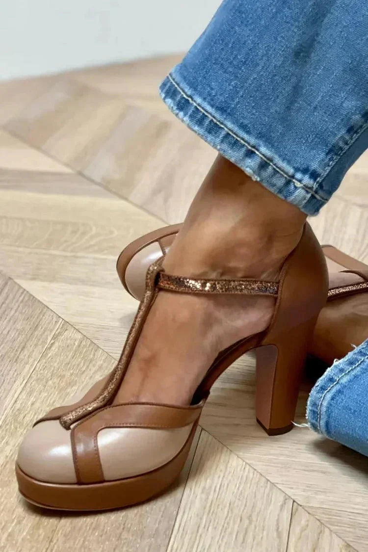 BRUNA - TWO-TONE T-STRAP HEELS-15553870496117-Mirella Fiore
