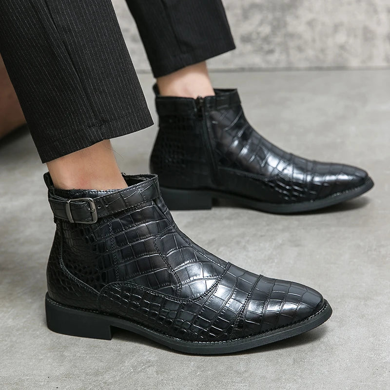 Baron - Leather Boots with Buckle-15550770119029-Mirella Fiore