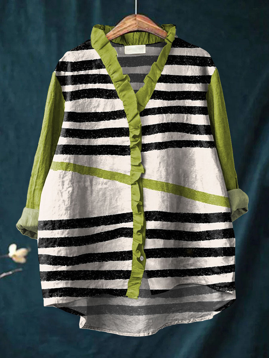 Bella - Striped Contrast Blouse-15542207086965-Nancy & Mae Savannah