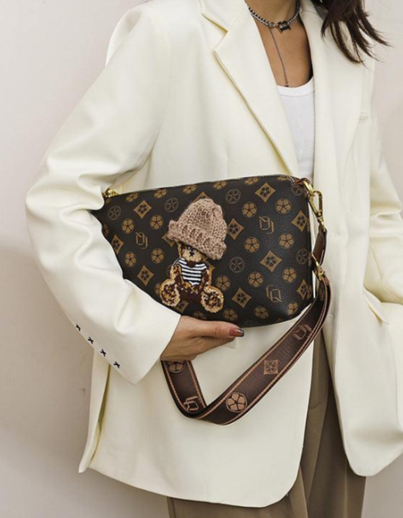 Berenza – Knitted bear accent – Crossbody bag-15209173483893-Nancy & Mae Savannah