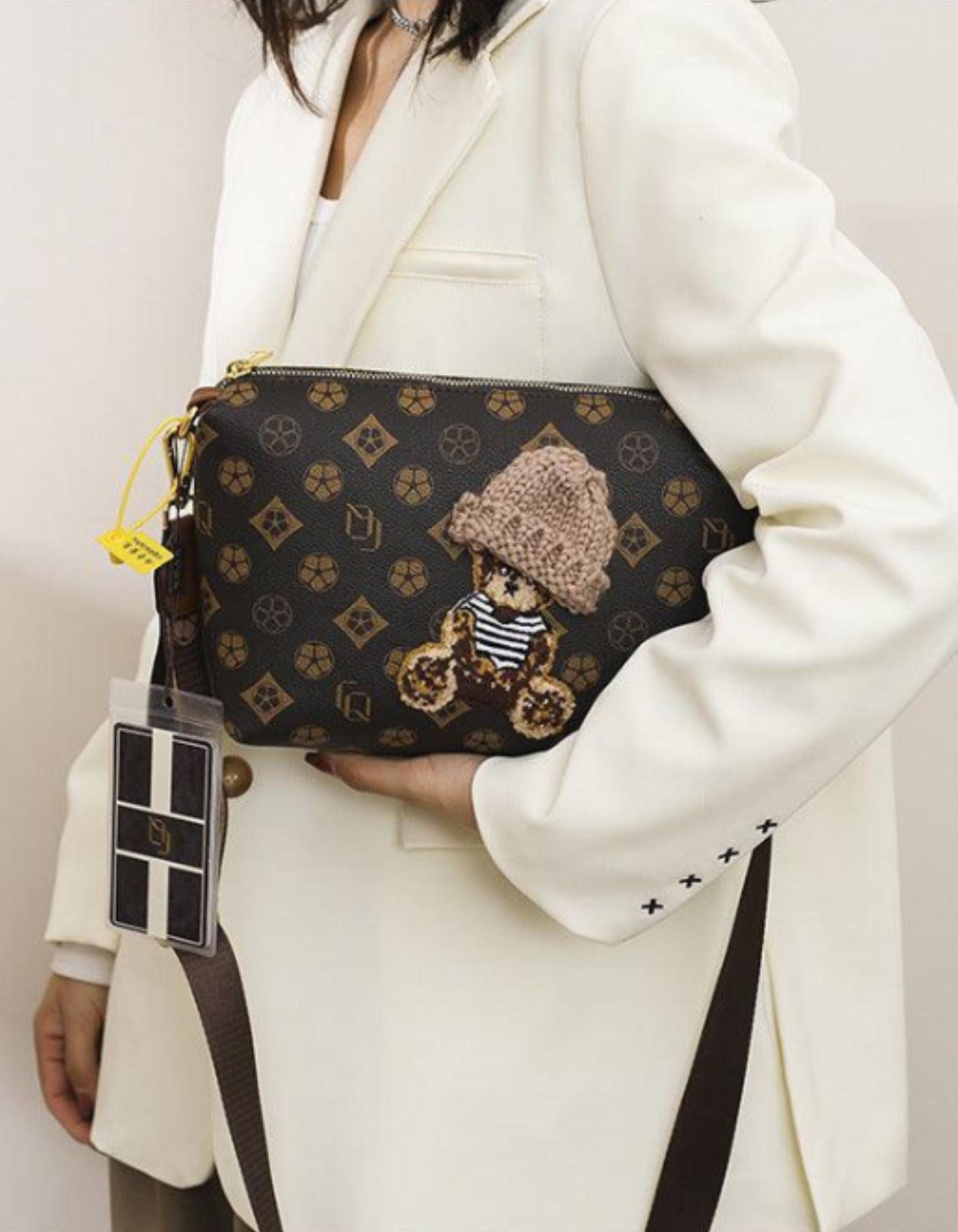 Berenza – Knitted bear accent – Crossbody bag-15209173483893-Nancy & Mae Savannah