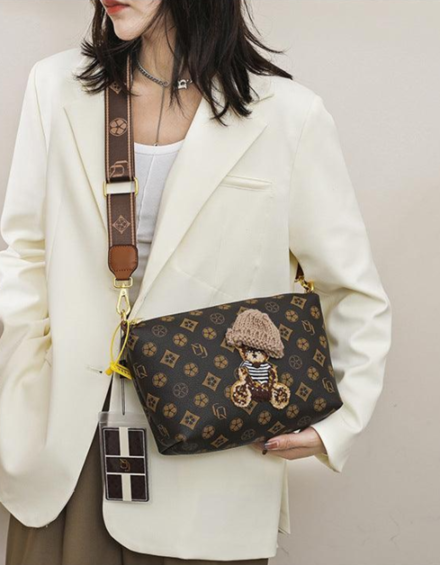 Berenza – Knitted bear accent – Crossbody bag-15209173483893-Nancy & Mae Savannah