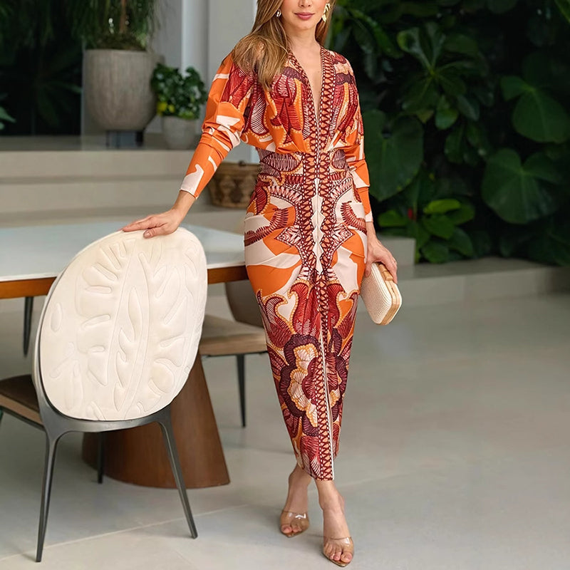 Blysse - Elegant V-Neck Dress-15553262485877-Mirella Fiore