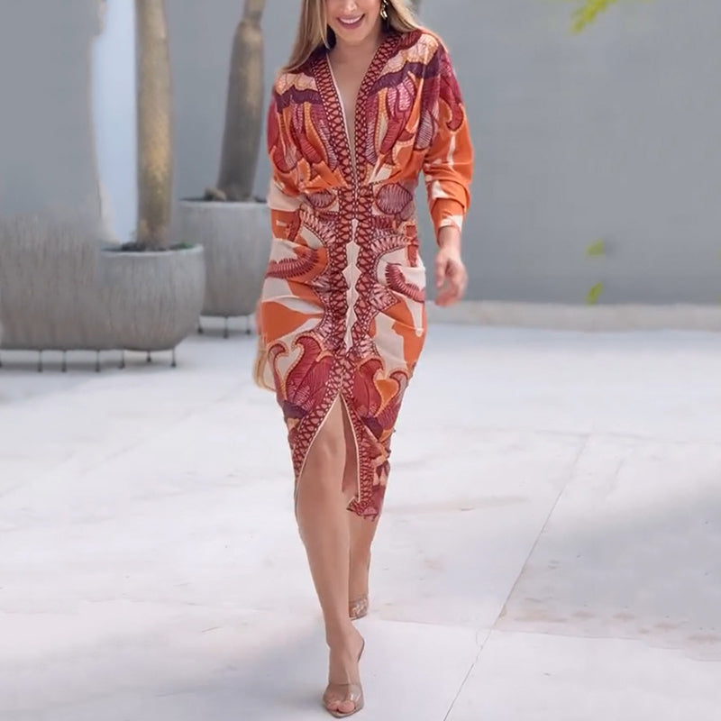 Blysse - Elegant V-Neck Dress-15553262485877-Nancy & Mae Savannah