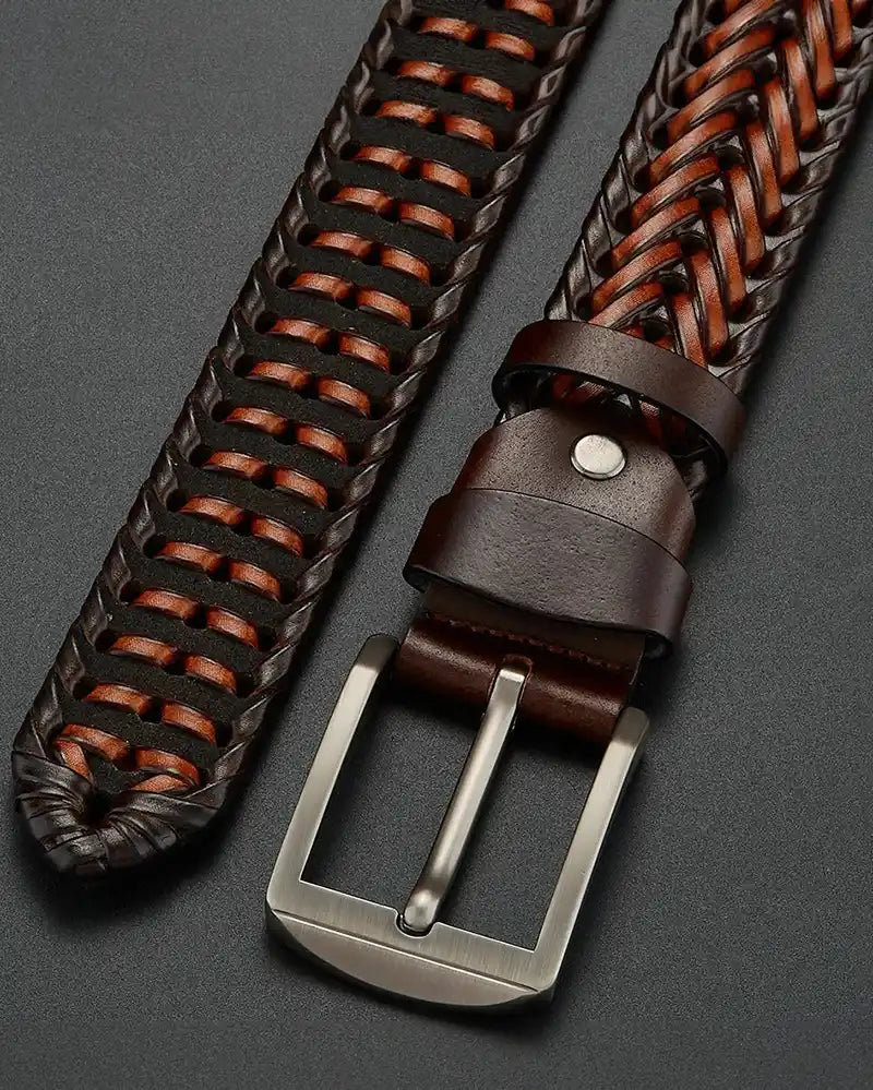Braided Cowhide Belt-15553981350261-Nancy & Mae Savannah