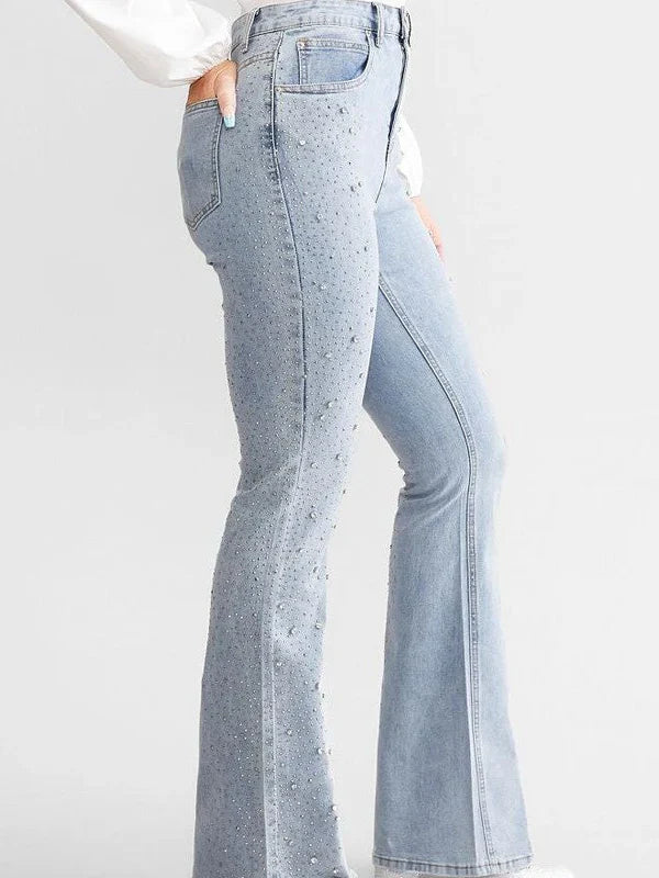 Brigida – Rhinestone embellished – Boot cut flared jeans-15133709500789-Mirella Fiore