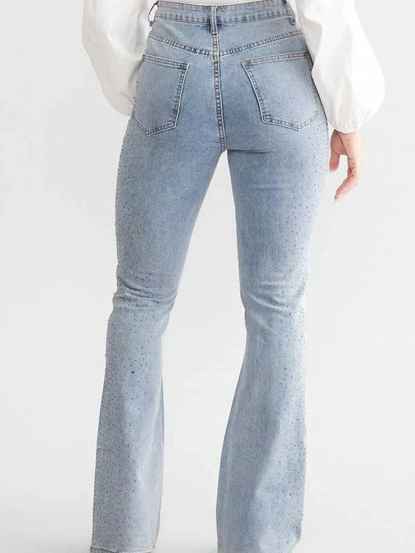 Brigida – Rhinestone embellished – Boot cut flared jeans-15133709500789-Mirella Fiore