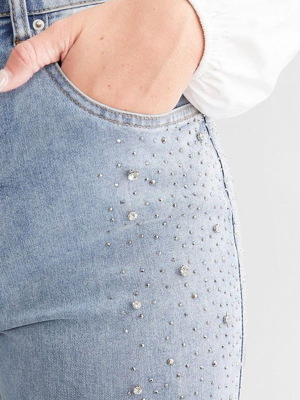 Brigida – Rhinestone embellished – Boot cut flared jeans-15133709500789-Mirella Fiore