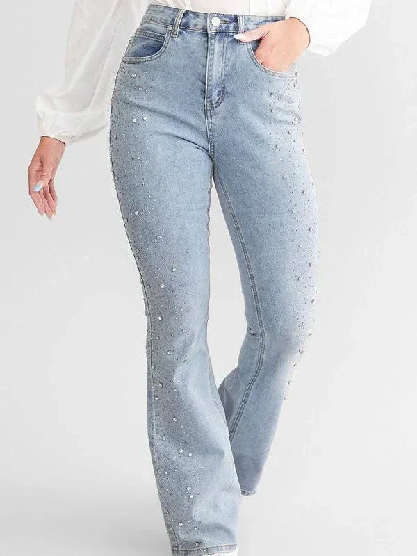 Brigida – Rhinestone embellished – Boot cut flared jeans-15133709500789-Mirella Fiore