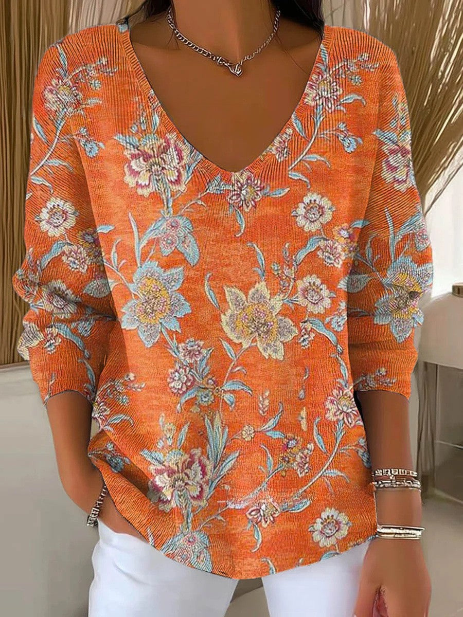 CAMILLE - Knitted Sweater with V-Neck-15550859805045-Mirella Fiore