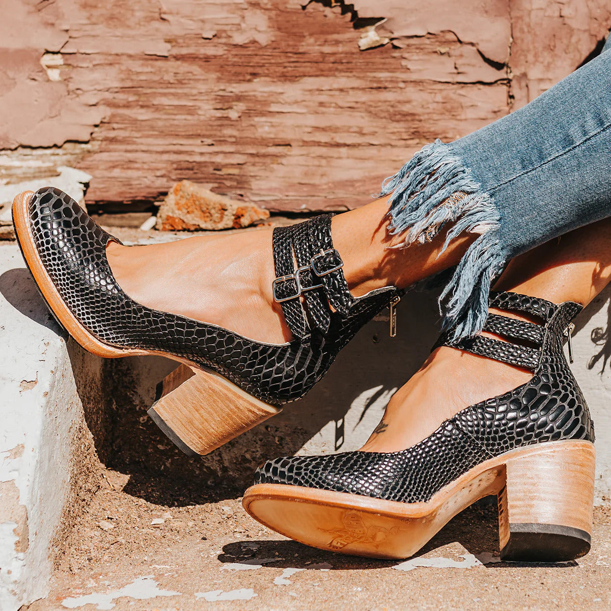 COLENE - VINTAGE LEATHER STRAP HEELS-15553870070133-Mirella Fiore
