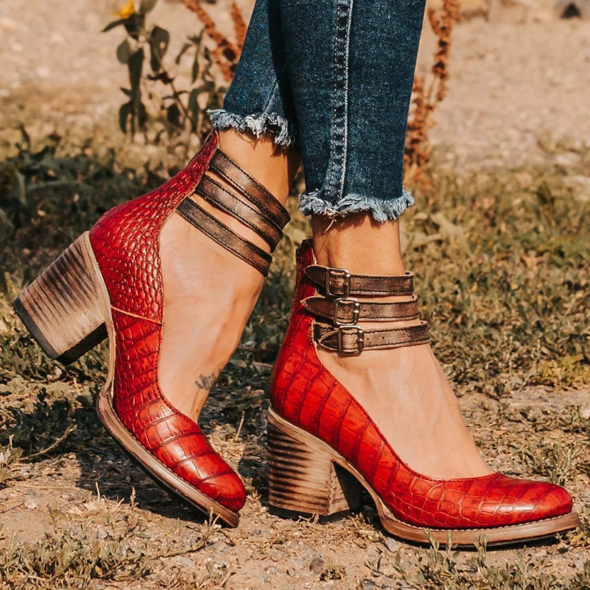 COLENE - VINTAGE LEATHER STRAP HEELS-15553870070133-Mirella Fiore