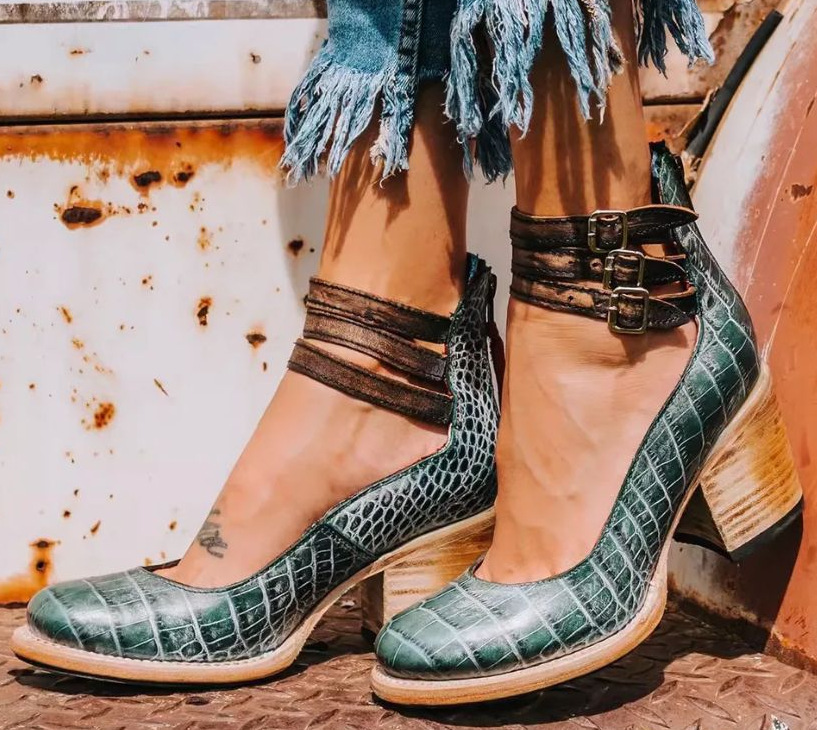 COLENE - VINTAGE LEATHER STRAP HEELS-15553870070133-Mirella Fiore