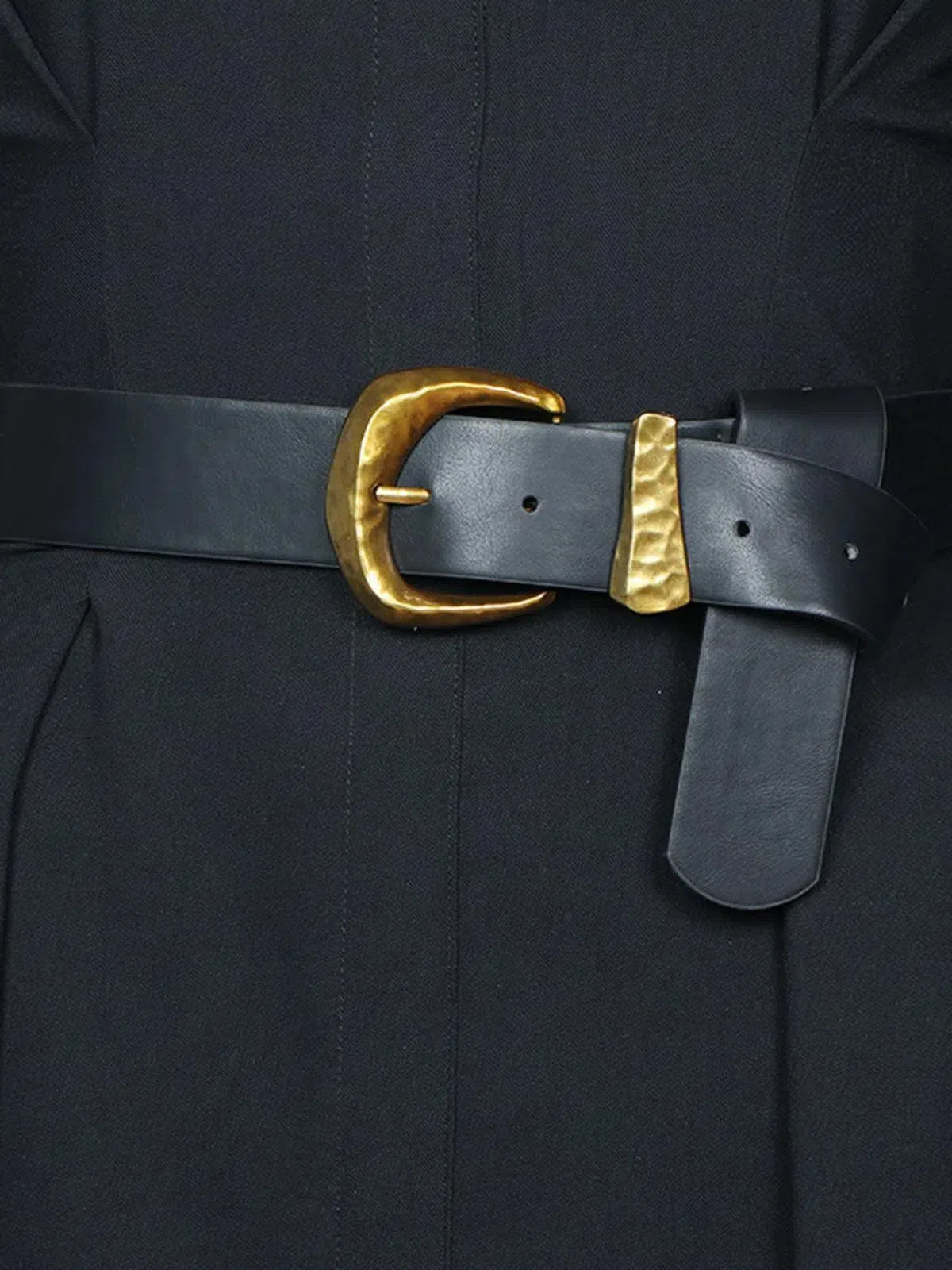 Calista – Sleek black finish – Faux leather belt-15133536125301-Mirella Fiore