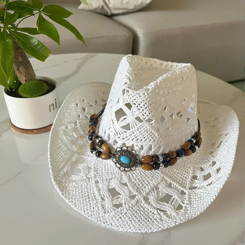 Calvera – Beaded crown – Straw cowboy hat-15133794599285-Nancy & Mae Savannah