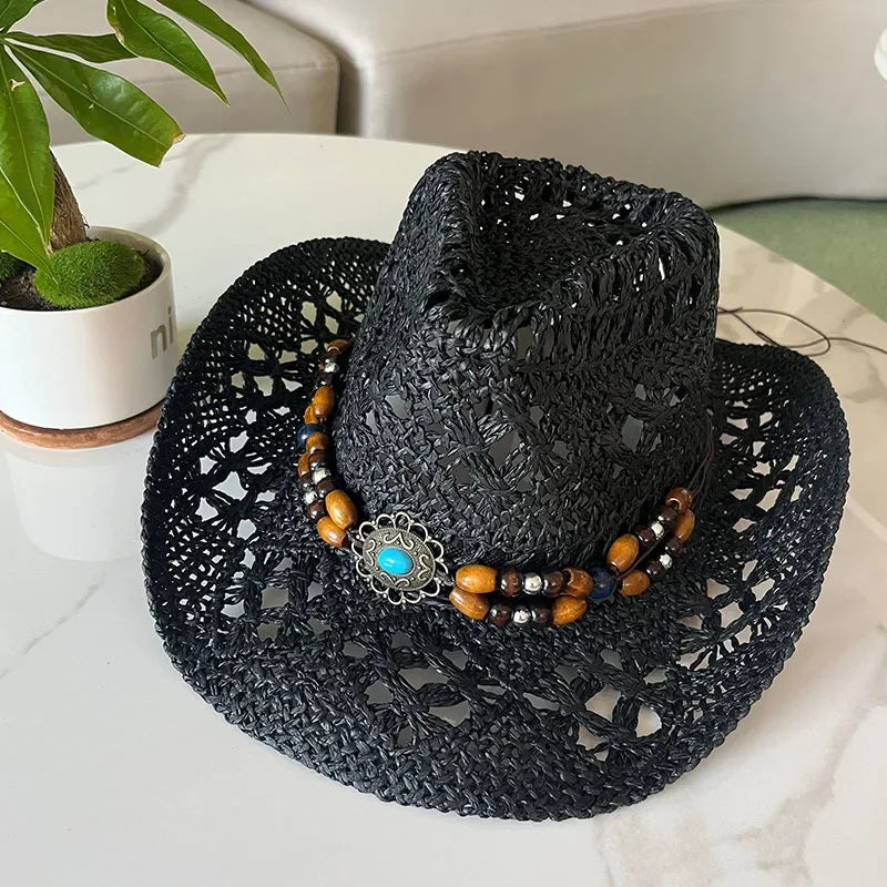 Calvera – Beaded crown – Straw cowboy hat-15133794599285-Nancy & Mae Savannah