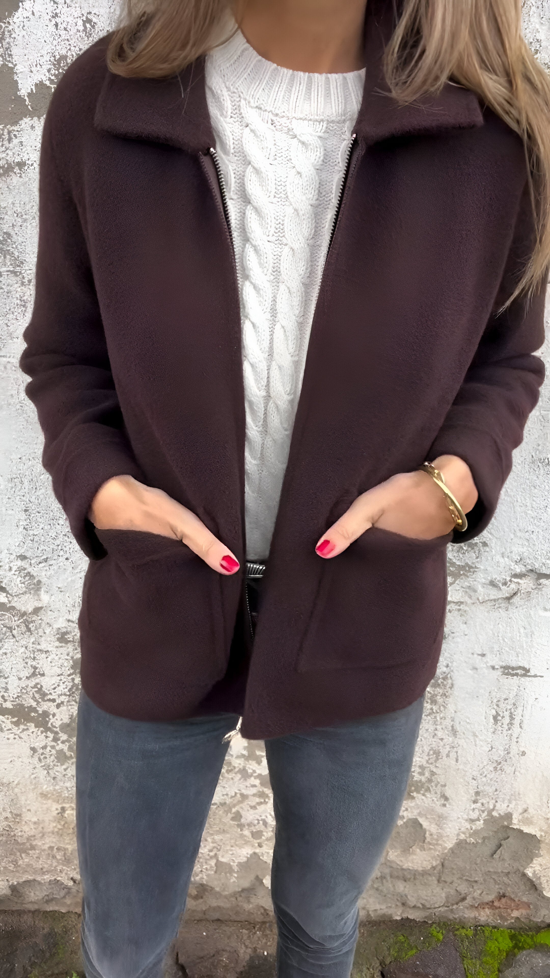 Camille - Stylish Lapel Zipper Jacket-15518867652981-Mirella Fiore