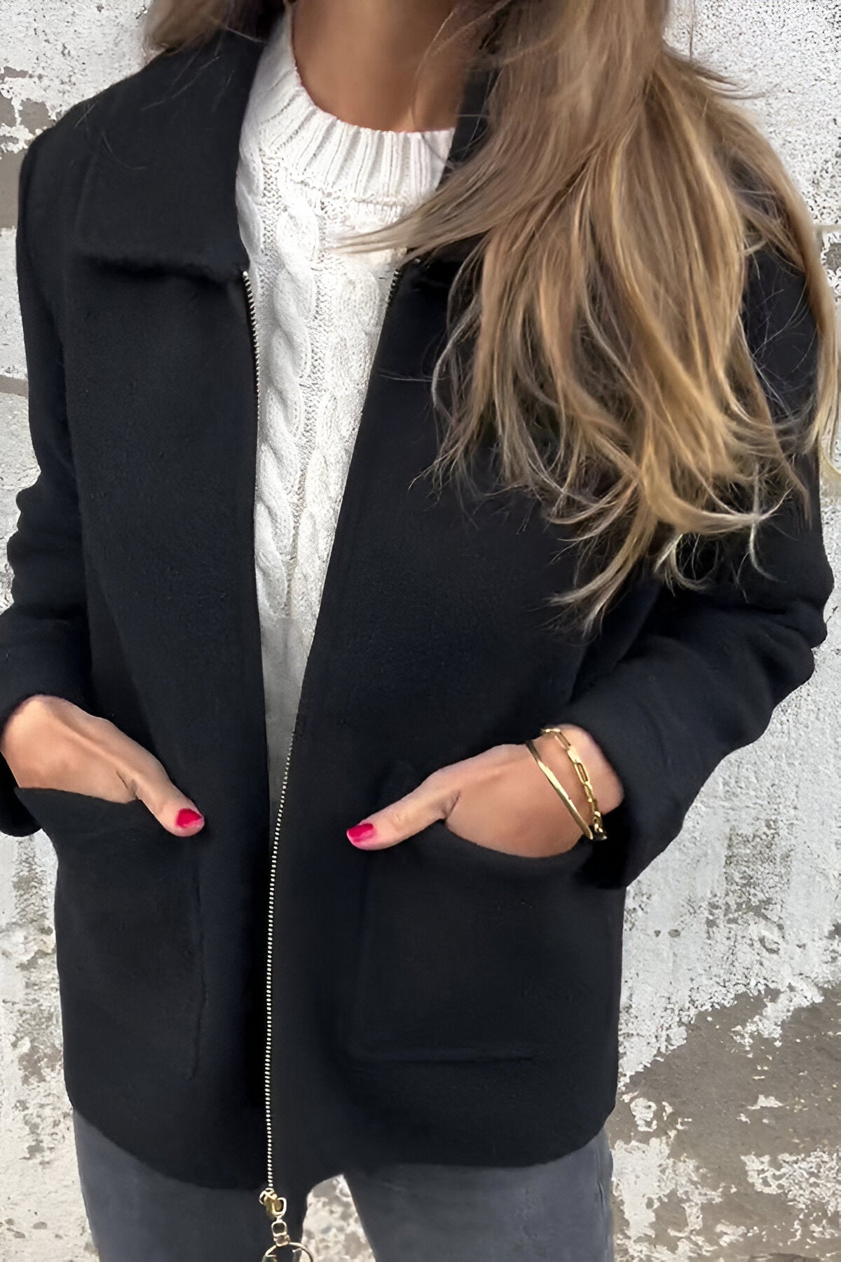 Camille - Stylish Lapel Zipper Jacket-15518867652981-Mirella Fiore
