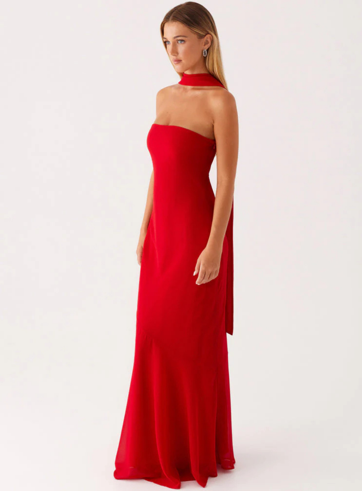 Carina – Elegant scarf detail – Strapless maxi dress-15260612198773-Mirella Fiore