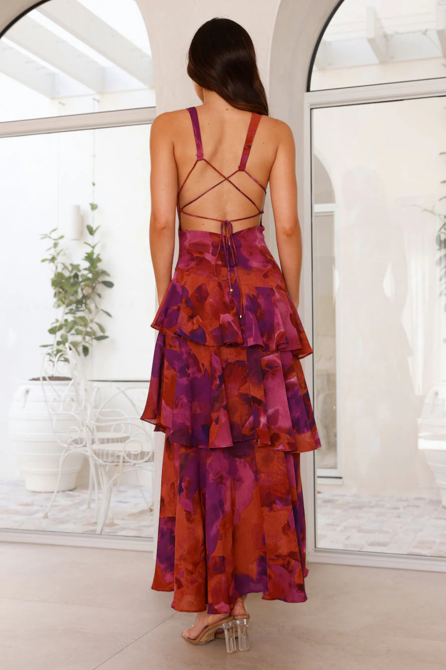 Catalene – Tiered ruffle – V-neck maxi dress-15261073375605-Mirella Fiore