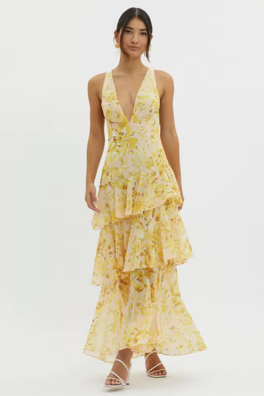 Catalene – Tiered ruffle – V-neck maxi dress-15261073375605-Mirella Fiore