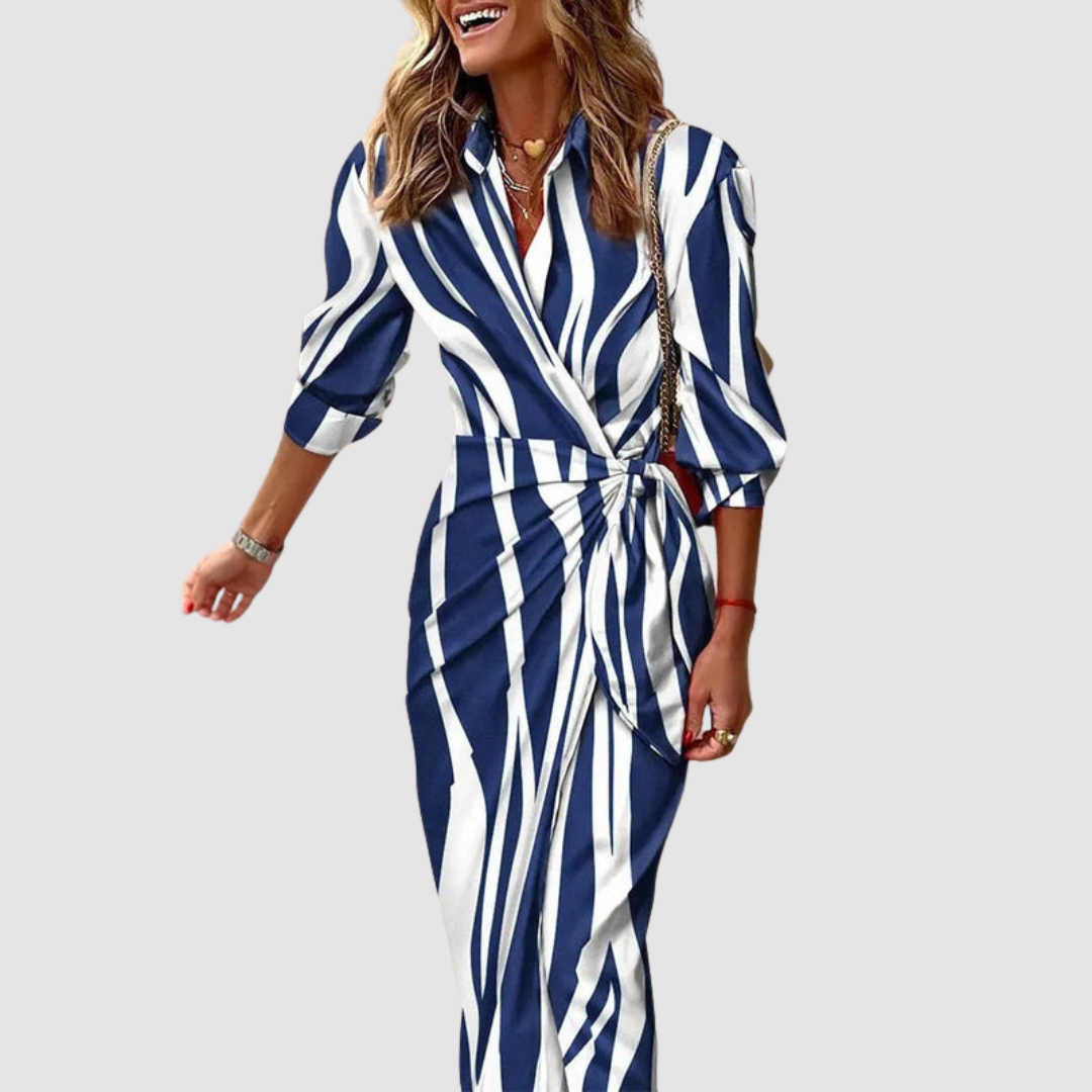 Cecilia - Elegant Striped Dress-15553262092661-Mirella Fiore