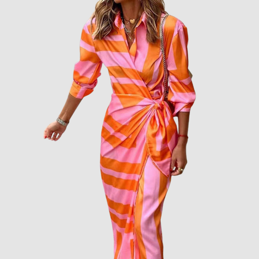 Cecilia - Elegant Striped Dress-15553262092661-Mirella Fiore