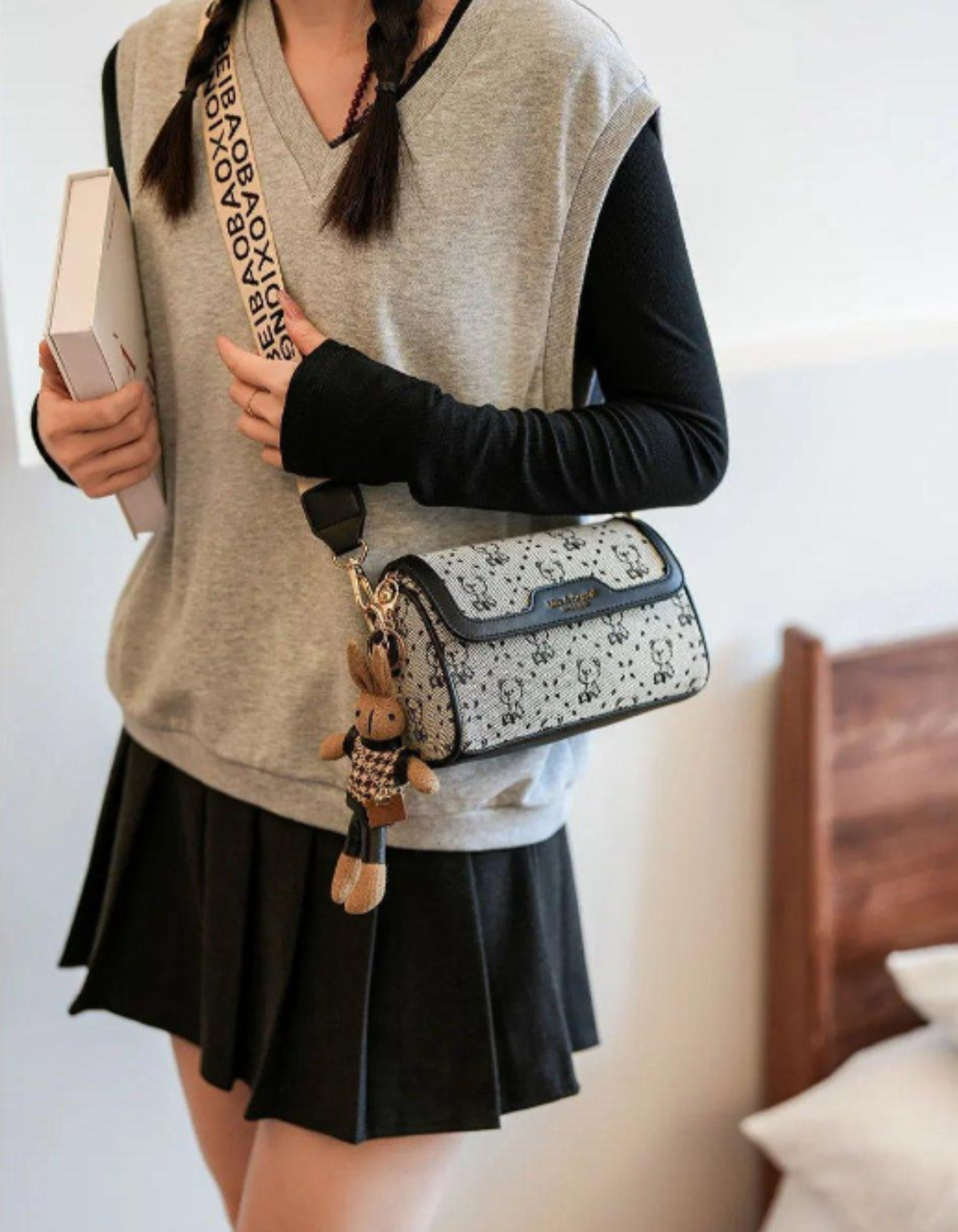 Celinea – Embellished bunny charm – Crossbody bag-15209173647733-Nancy & Mae Savannah