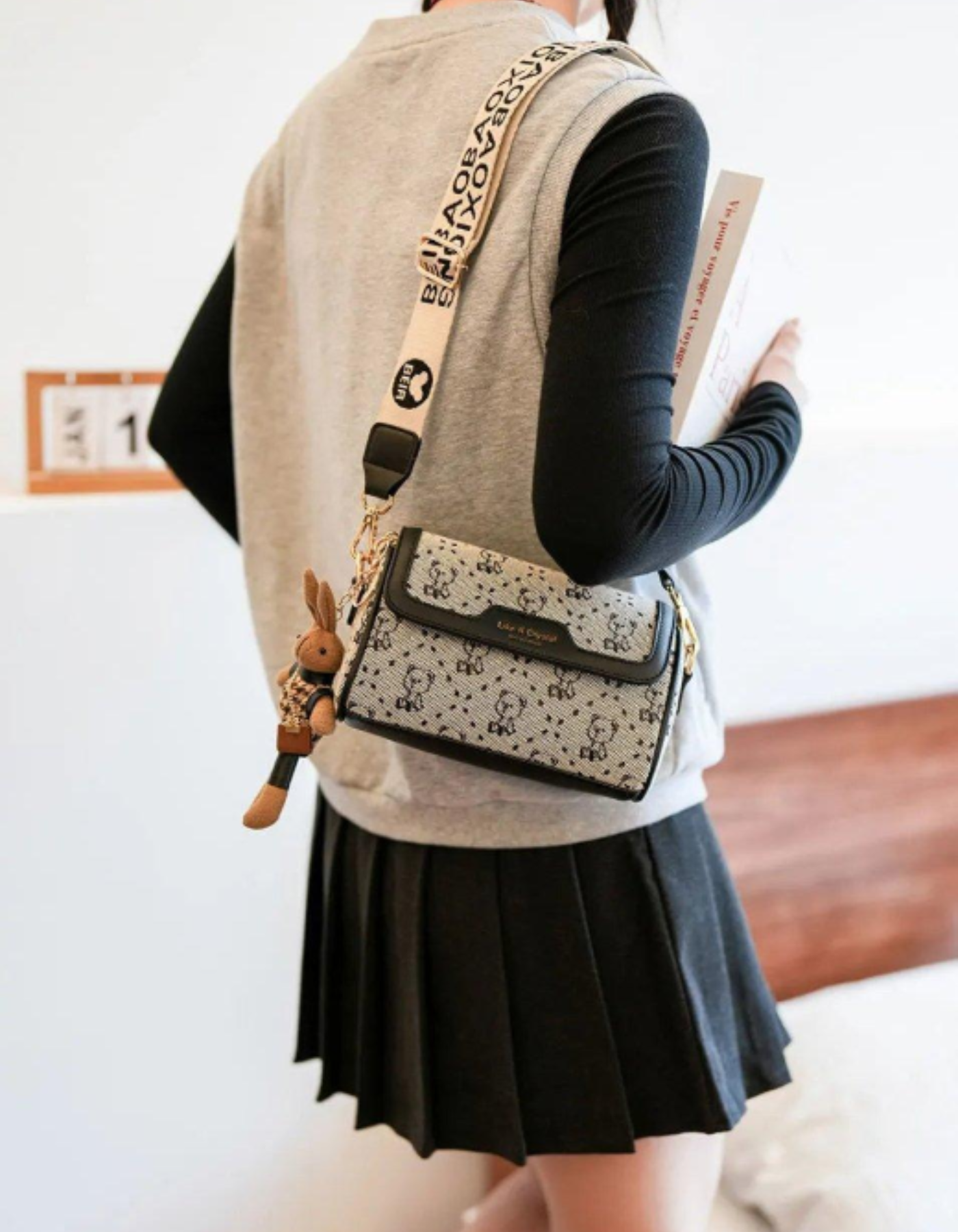 Celinea – Embellished bunny charm – Crossbody bag-15209173647733-Nancy & Mae Savannah