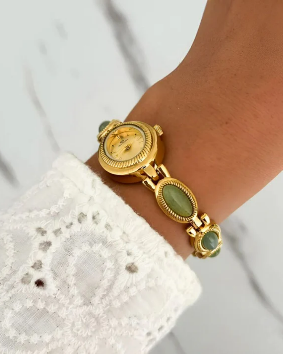 Cettina – Green stone accents – Vintage watch-15233937473909-Nancy & Mae Savannah
