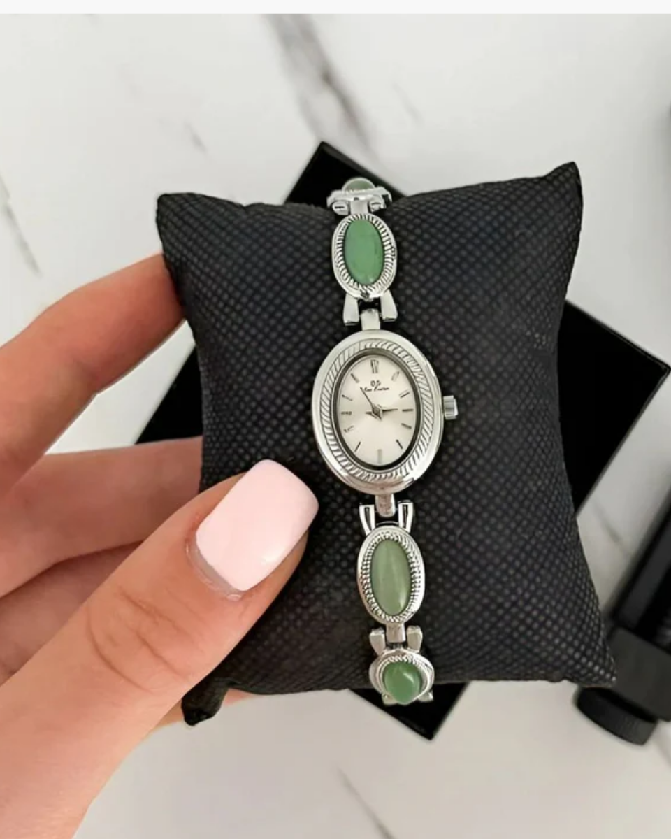Cettina – Green stone accents – Vintage watch-15233937473909-Nancy & Mae Savannah