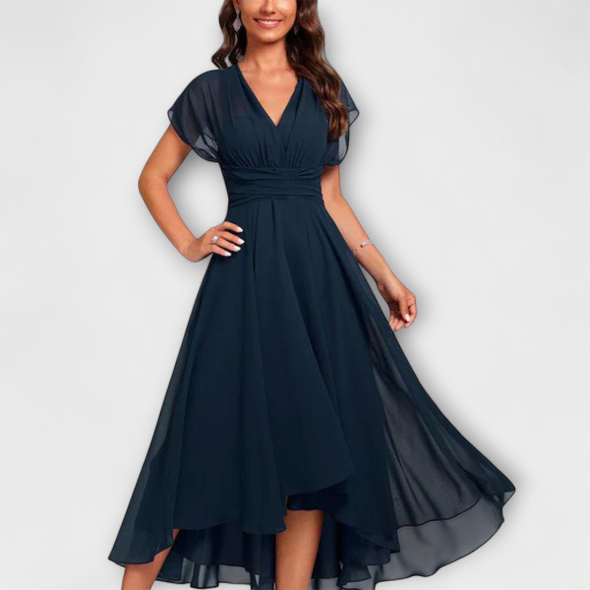 Clarissa - Flowing V-Neck Maxi Dress-15553262453109-Mirella Fiore