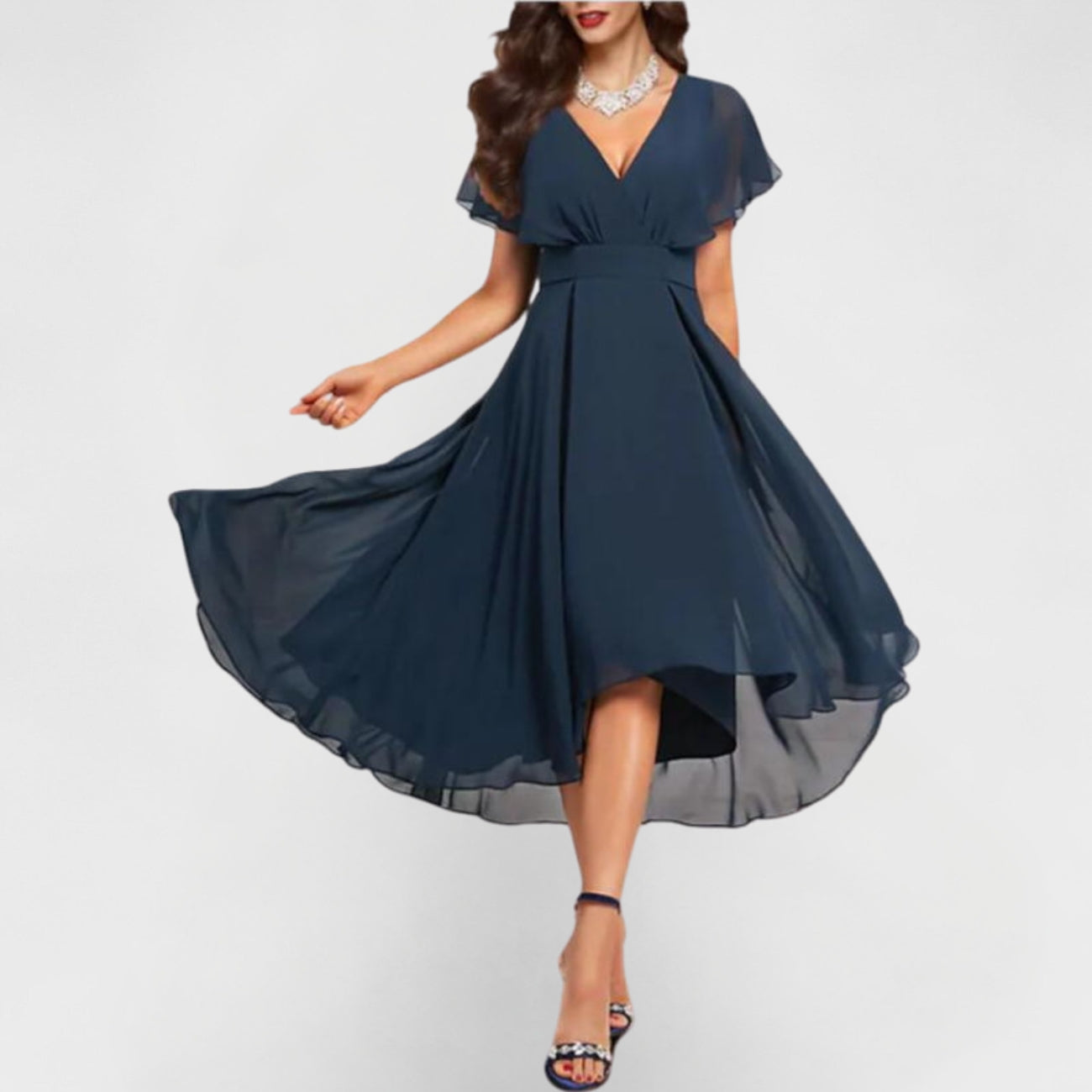 Clarissa - Flowing V-Neck Maxi Dress-15553262453109-Mirella Fiore