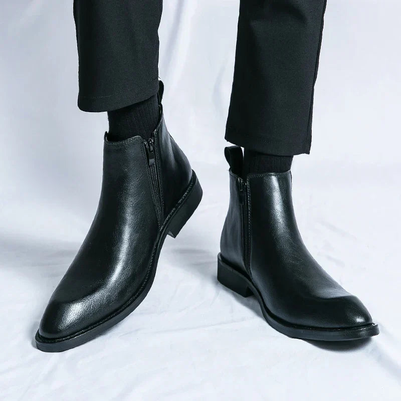 Cooper - Leather Chelsea Boots with Zipper-15550770020725-Mirella Fiore
