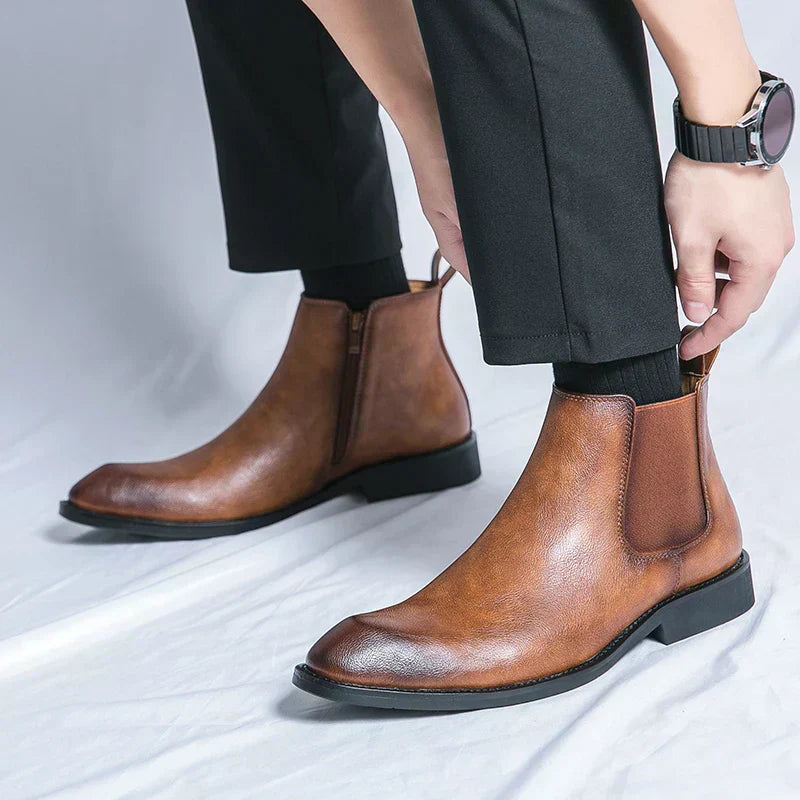 Cooper - Leather Chelsea Boots with Zipper-15550770020725-Mirella Fiore