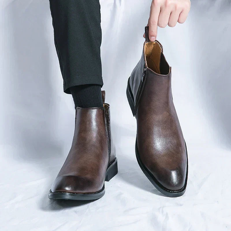 Cooper - Leather Chelsea Boots with Zipper-15550770020725-Mirella Fiore