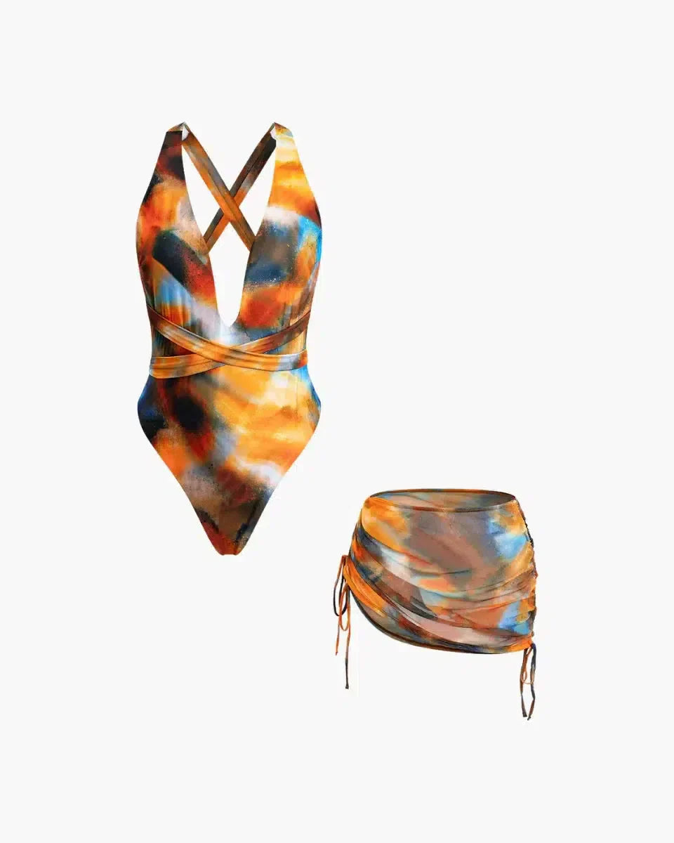 Cymira – Sleek fit – Cross-back swimsuit set-15133642621301-Nancy & Mae Savannah