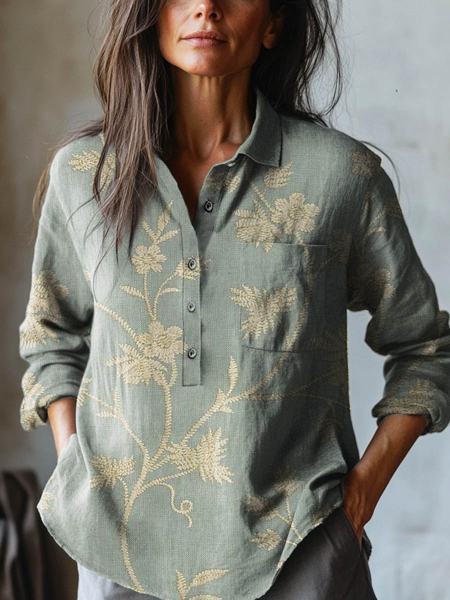 Cynthia - Embroidered Floral Blouse-15542195650933-Mirella Fiore