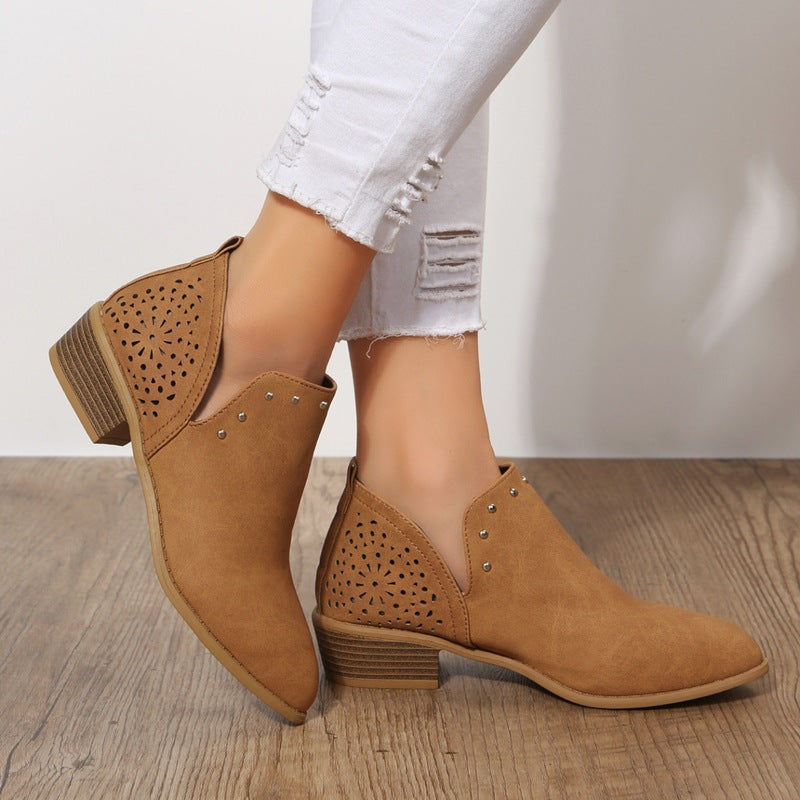 DAISY - LOW CUT PERFORATED ANKLE BOOT-15549133226357-Nancy & Mae Savannah