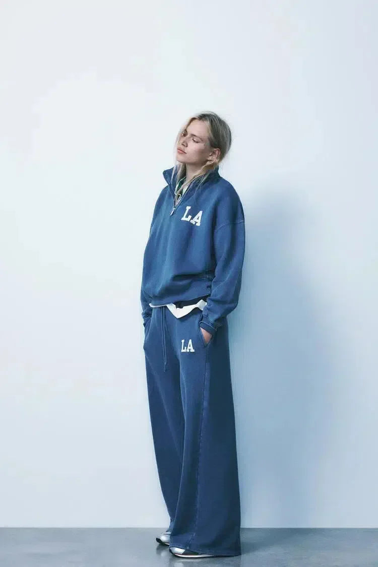 Damaris – Half-zip pullover & cuffed pants– LA lounge set-15133711368565-Nancy & Mae Savannah