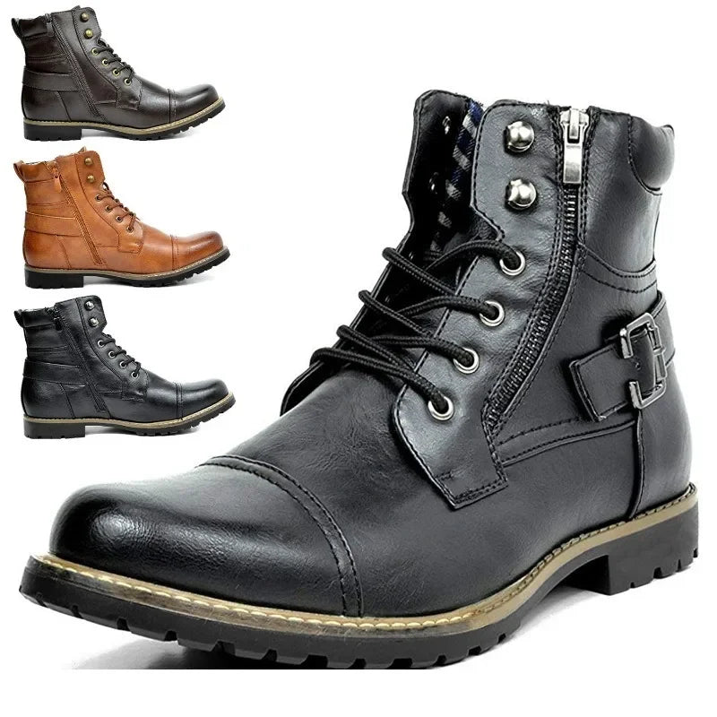 Damon - Leather Lace-Up Boots-15550770512245-Mirella Fiore