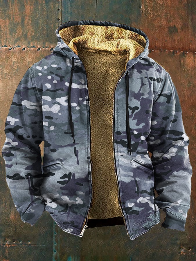 Daniel - Men's Retro Camouflage Print Fleece Jacket-15551927452021-Mirella Fiore