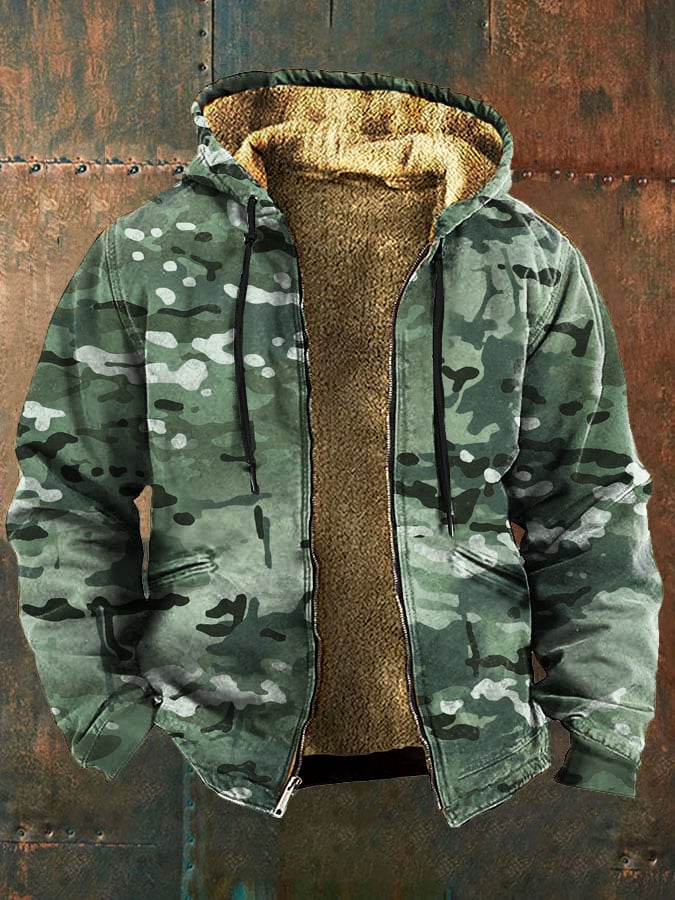 Daniel - Men's Retro Camouflage Print Fleece Jacket-15551927452021-Mirella Fiore