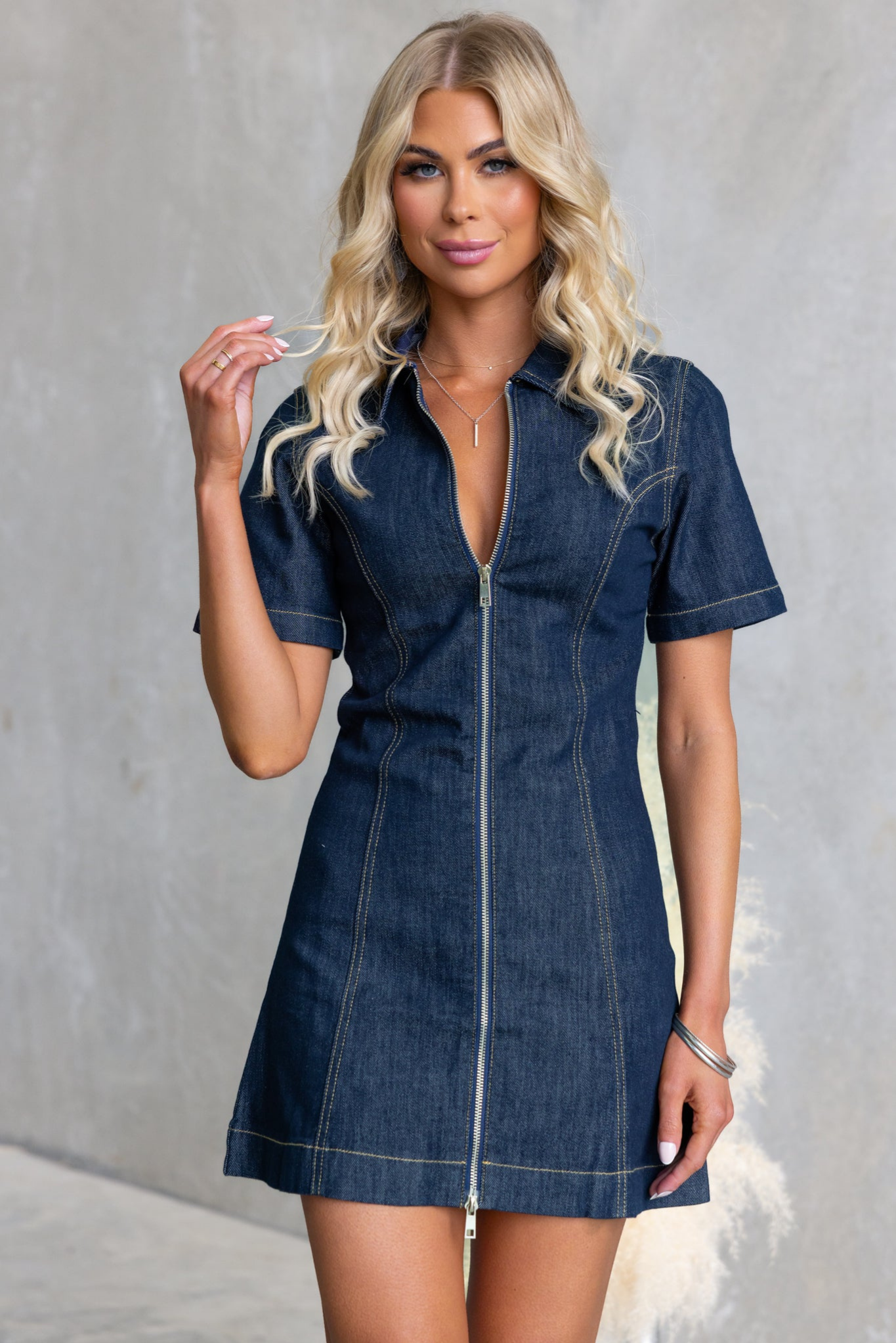 Dannaya – Zip-through fit – Denim mini dress-15303104627061-Mirella Fiore