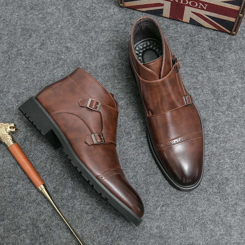 Darell - Double Monk Strap Leather Boots-15550770086261-Mirella Fiore