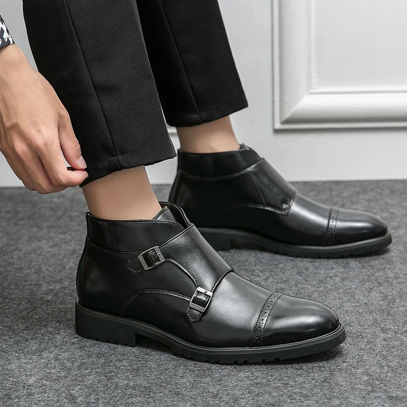 Darell - Double Monk Strap Leather Boots-15550770086261-Mirella Fiore