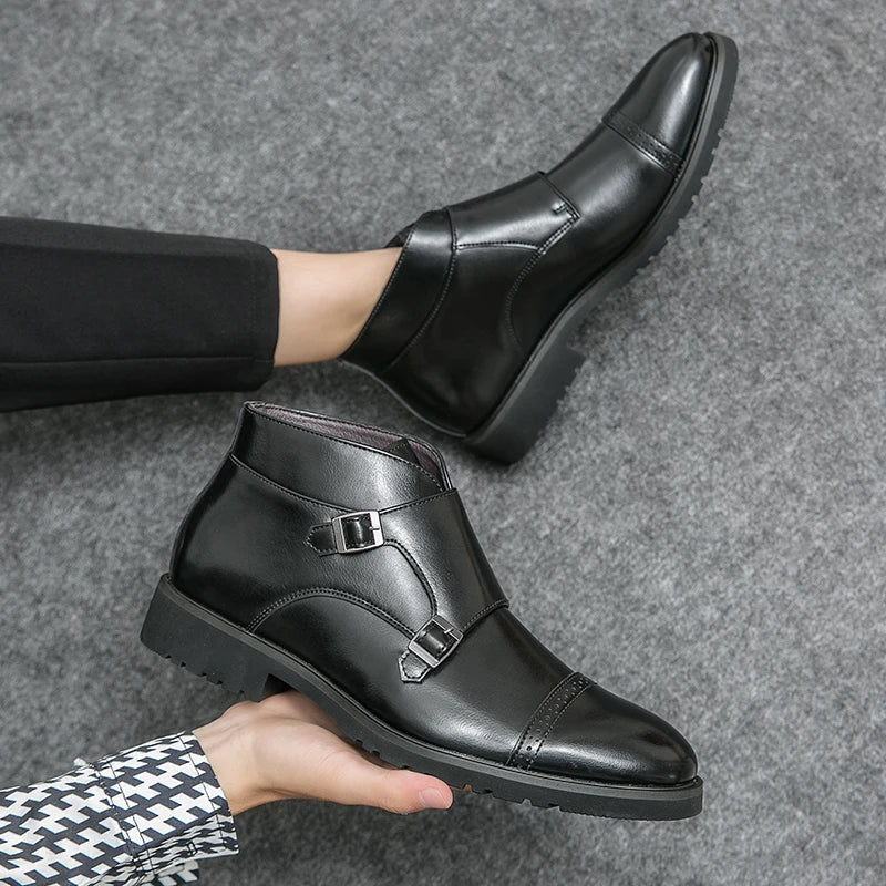 Darell - Double Monk Strap Leather Boots-15550770086261-Mirella Fiore