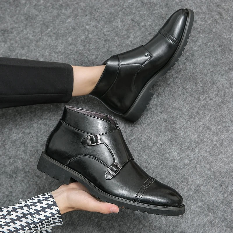 Darell - Double Monk Strap Leather Boots-15550770086261-Mirella Fiore