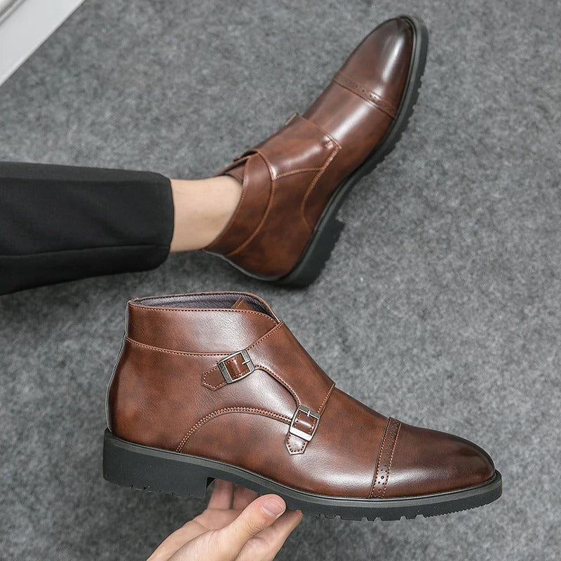 Darell - Double Monk Strap Leather Boots-15550770086261-Mirella Fiore